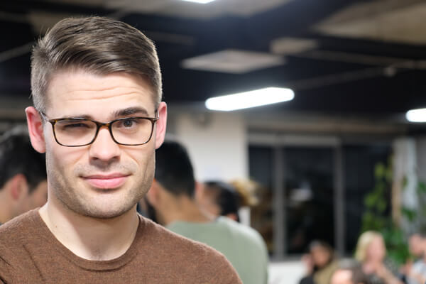 Photo of Aaron making a funny face up-close