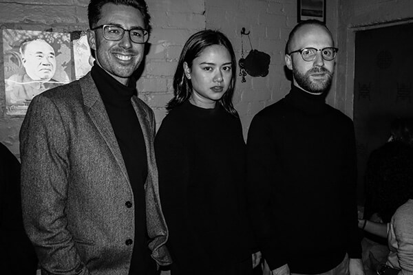Ch'an, Adam and Annemarie doing a Steve Jobs pose while wearing turtlenecks