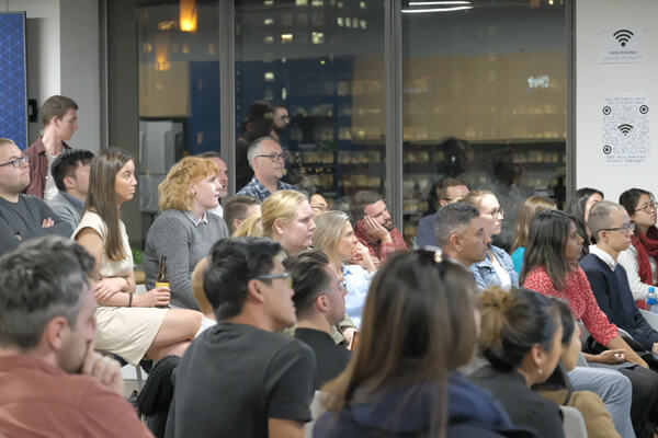 Close-up photo of the crowd watching the stage