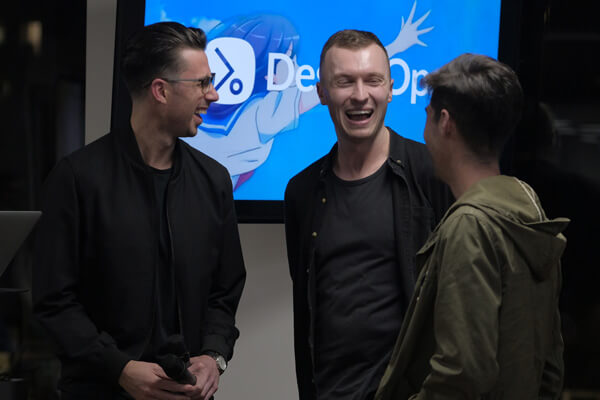 Ch'an, Scott and Marty laughing diablolically together