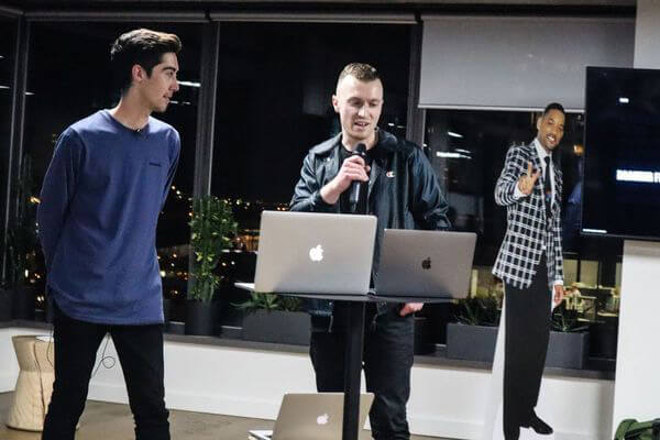 Scott and Marty on stage using the laptop